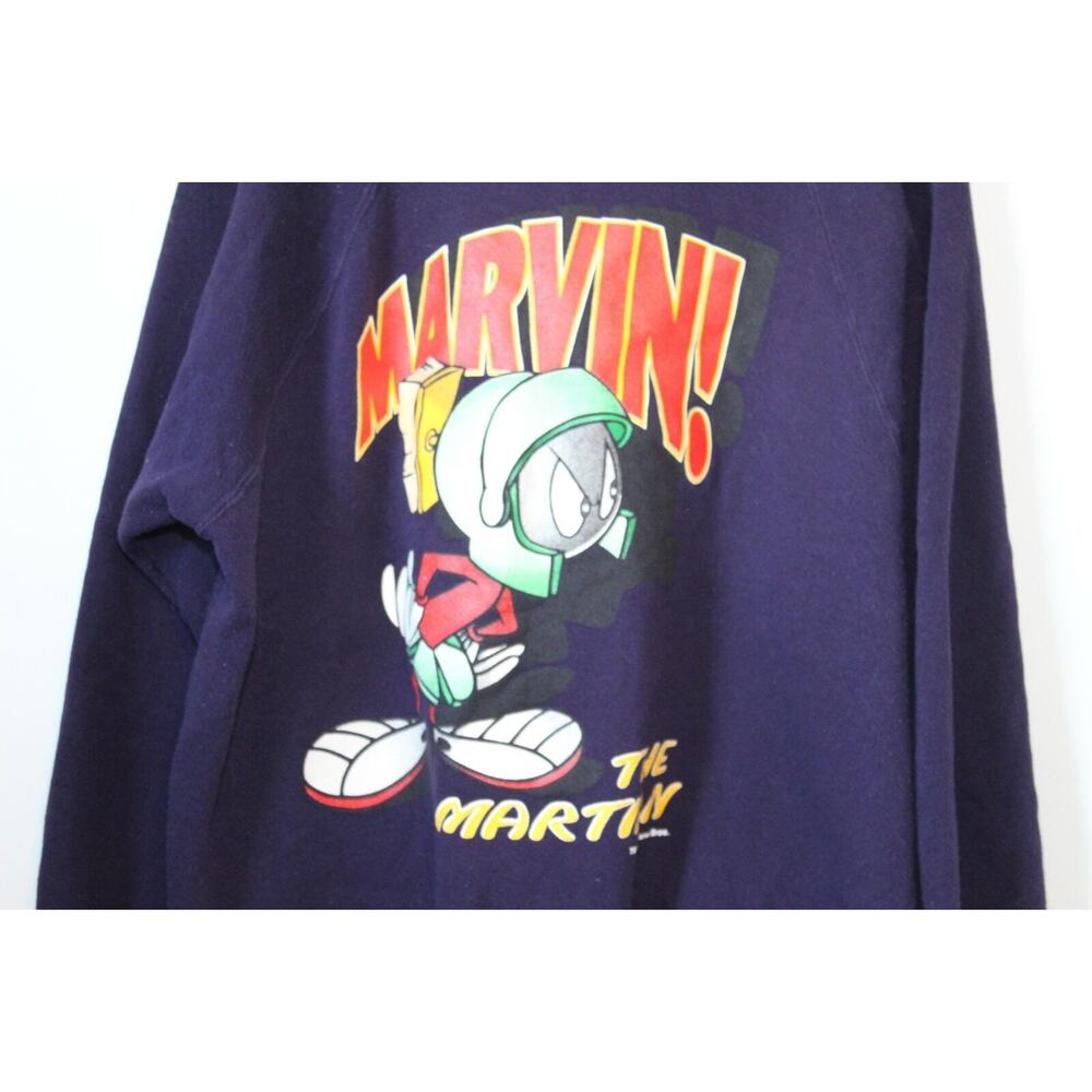 Vintage 1996 Marvin the Martian x Looney Tunes Crew Sweatshirt Purple XL H12289 - Picture 3 of 10
